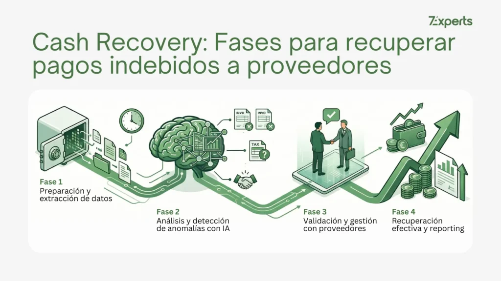 Fases del Cash Recovery para Recuperar Pagos Indebidos a Proveedores